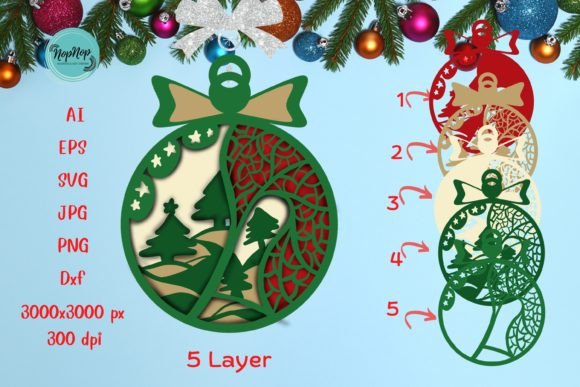 3D SVG Christmas Ornament 009