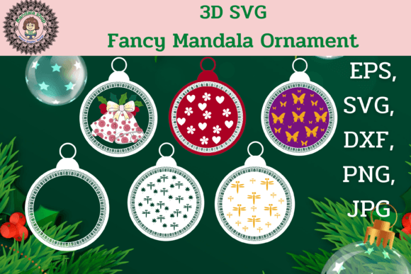 3D SVG Fancy Mandala Ornaments for Laser Cutting