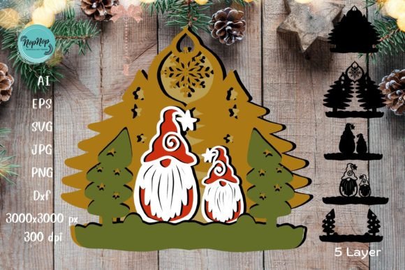 3D SVG Gnomes and Christmas Tree