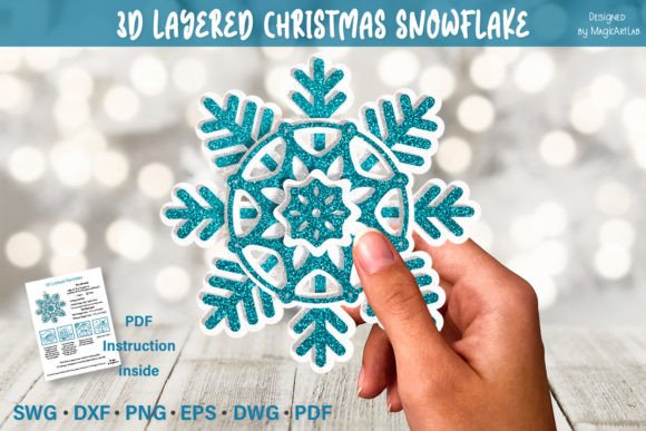 3D SVG Snowflake Cut File for Christmas Designs