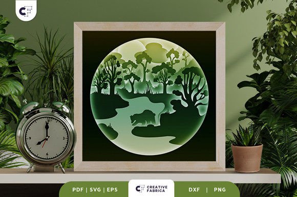 Bear in the Night Forest 3D SVG