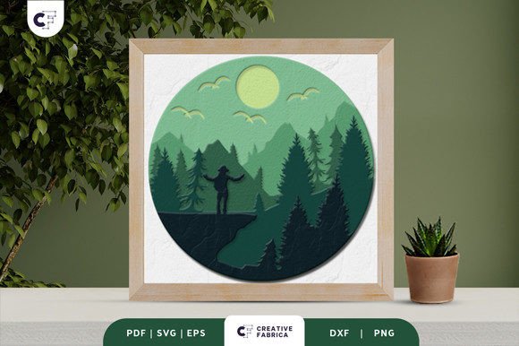 Beautiful Mountain Forest View 3D SVG for Countries And Travel