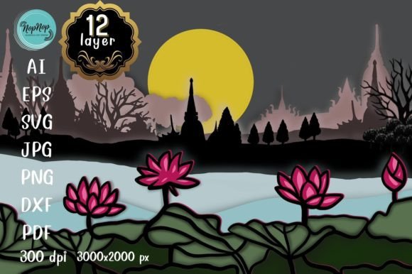 Beautiful Thai Style 3D SVG for Shadow Boxes