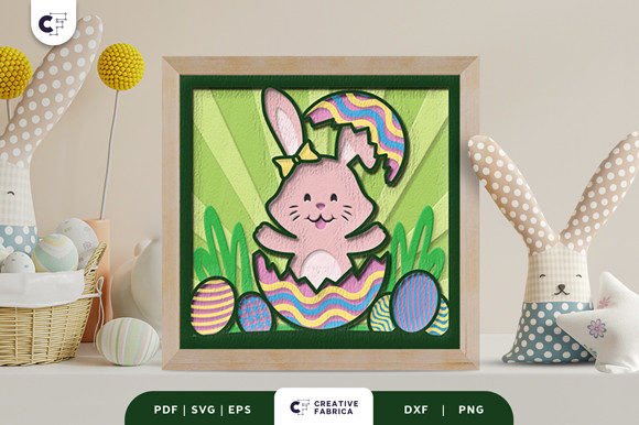 Bunny Hatched from an Easter Egg 3D SVG