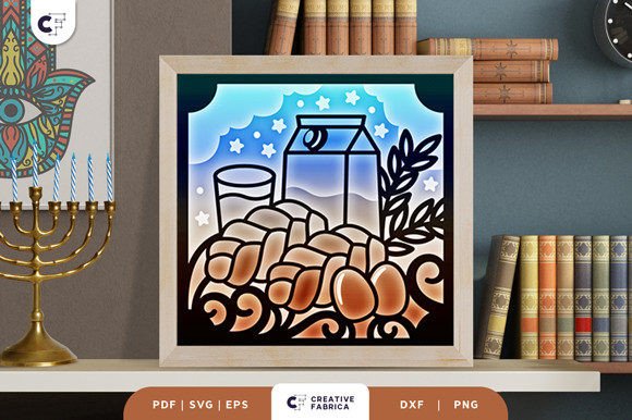 Challah Bread and Milk 3D SVG for Jewish Celebrations