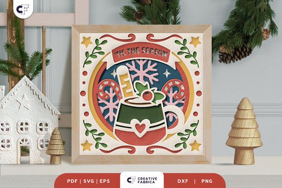 Christmas Drink 3D SVG Shadow Box