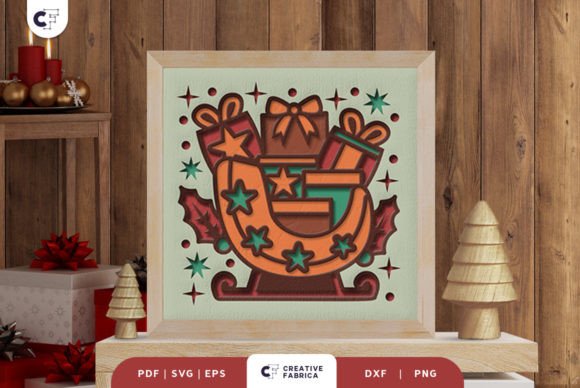 Christmas Gifts on a Sleigh 3D SVG