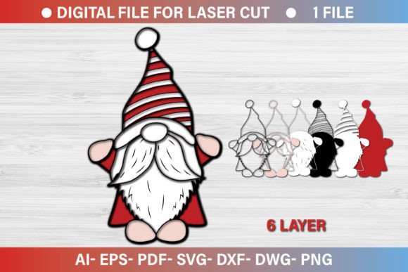 Christmas Gnome Paper Cut 3d SVG File