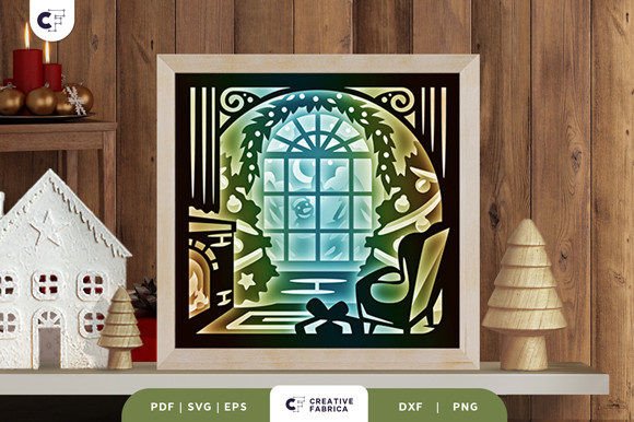 Christmas Home Window 3D SVG
