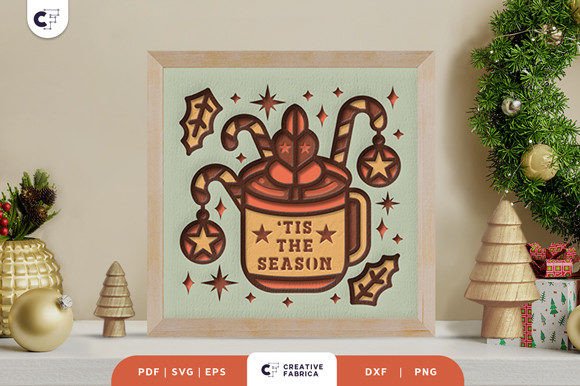Cup of Hot Chocolate 3D SVG for Christmas
