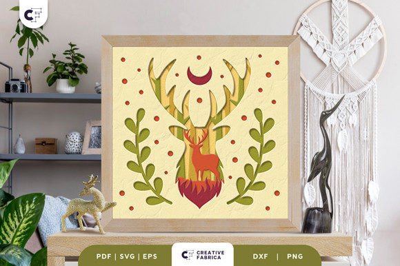 Deer Head Silhouette 3D SVG