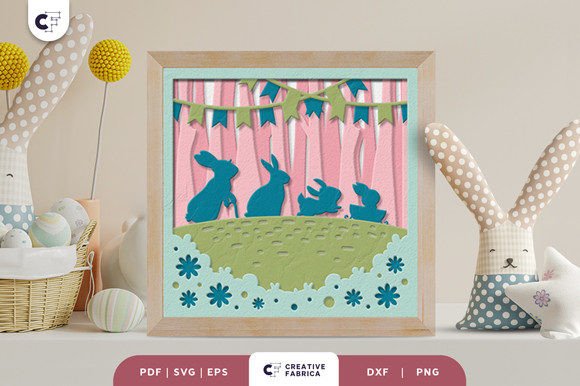 Easter Bunny Family 3D SVG