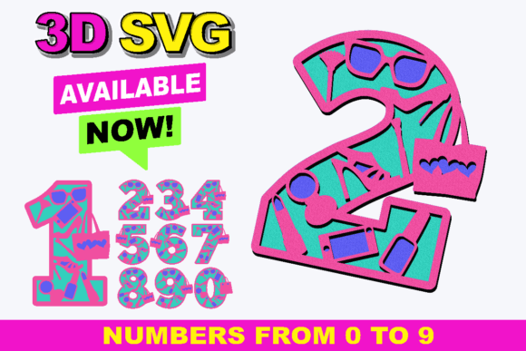 Fashion Numbers 3D SVG for Digital Sellers