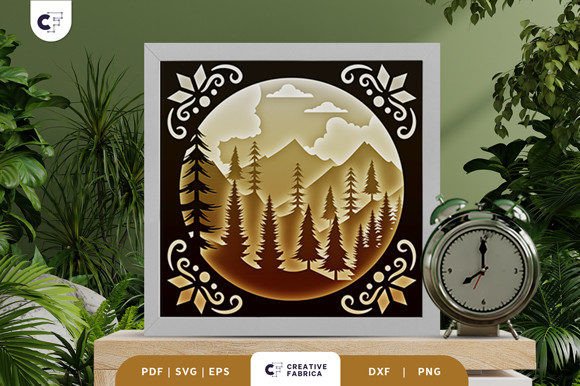 Forest Landscape 3D Layered Paper Cut 3D SVG