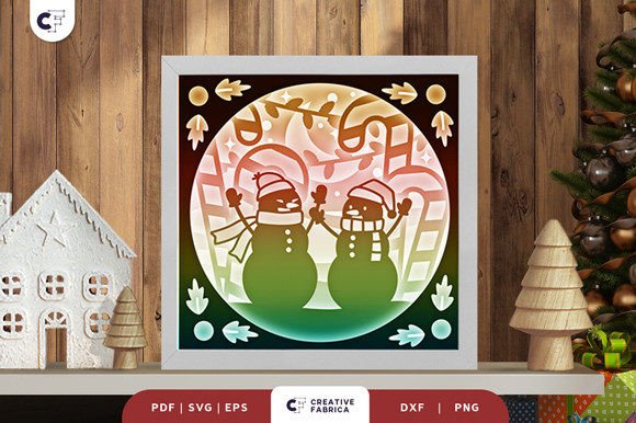Happy Snowman Couple 3D SVG for Christmas Content