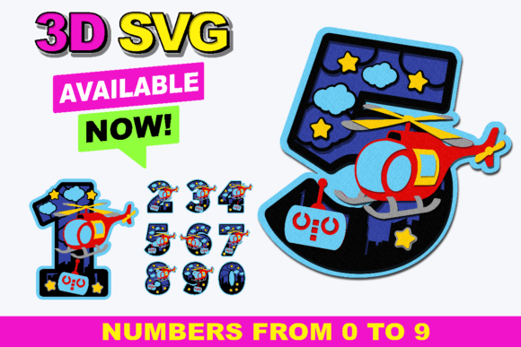 Helicopter Remote Control Numbers 3D SVG