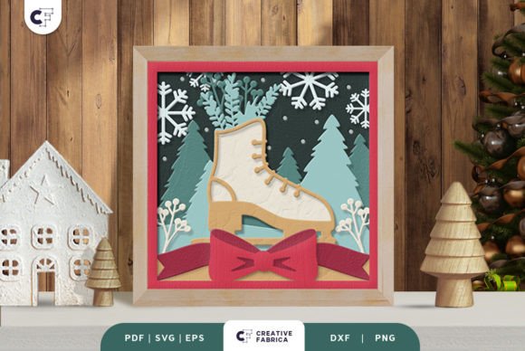 Ice Skating Shoes 3D SVG for Christmas