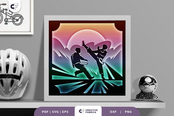 Karate 3D Shadow Box Paper Cut 3D SVG