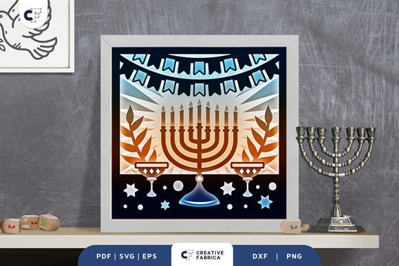Menorah Candle 3D Shadow Box