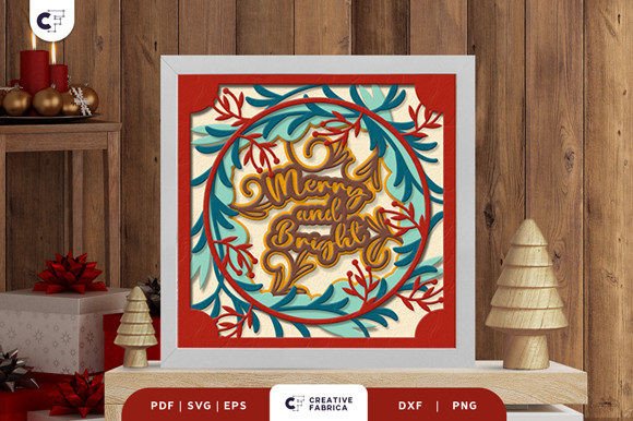 Merry and Bright 3D SVG Christmas Design