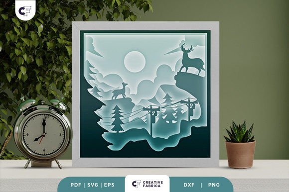 Mountain Deer Forest 3D SVG for Animals
