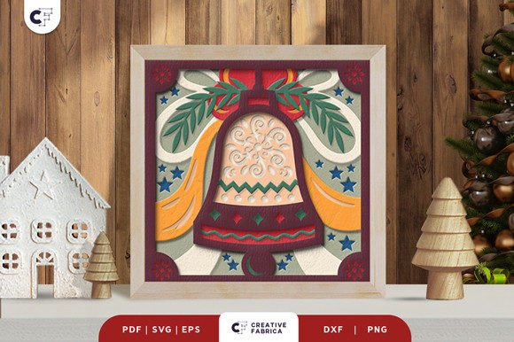 Retro Christmas Bells 3D SVG