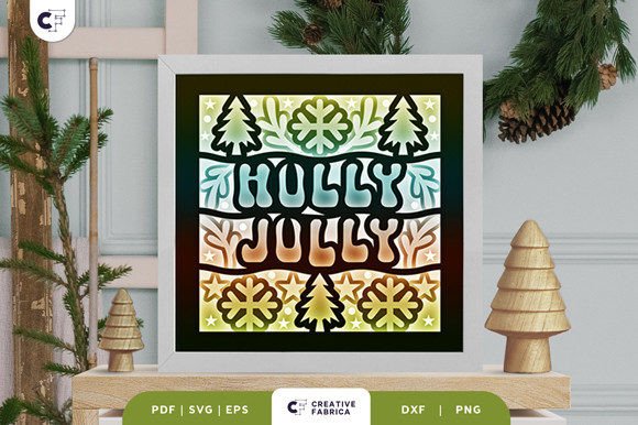 Retro Holly Jolly 3D Shadow Box