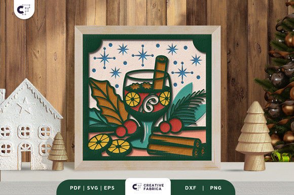 Retro Mulled Wine 3D SVG for Christmas