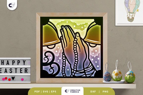 Rosary Beads 3D Shadow Box Papercut