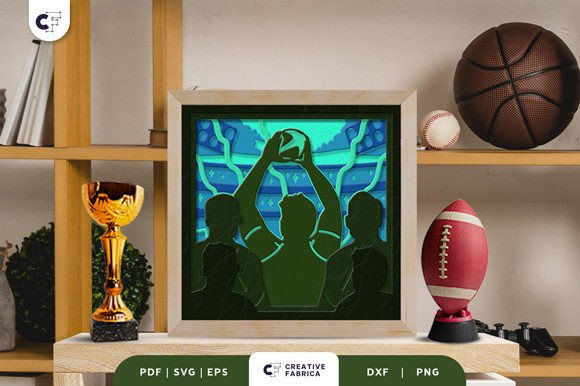 Rugby 3D Layered Paper Cut