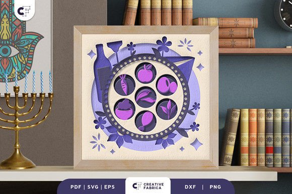 Seder Plate 3D SVG for Jewish Celebrations