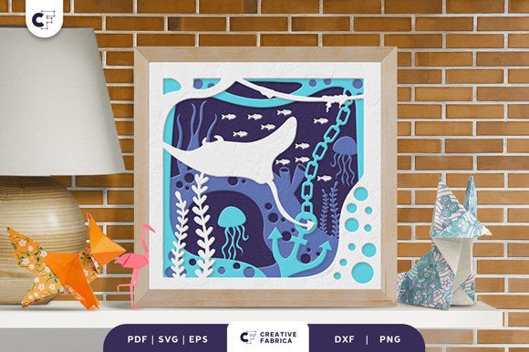 Underwater 3D SVG Shadow Box for Countries And Travel