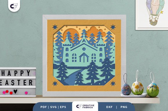 Winter Church 3D SVG for Easter Crafting